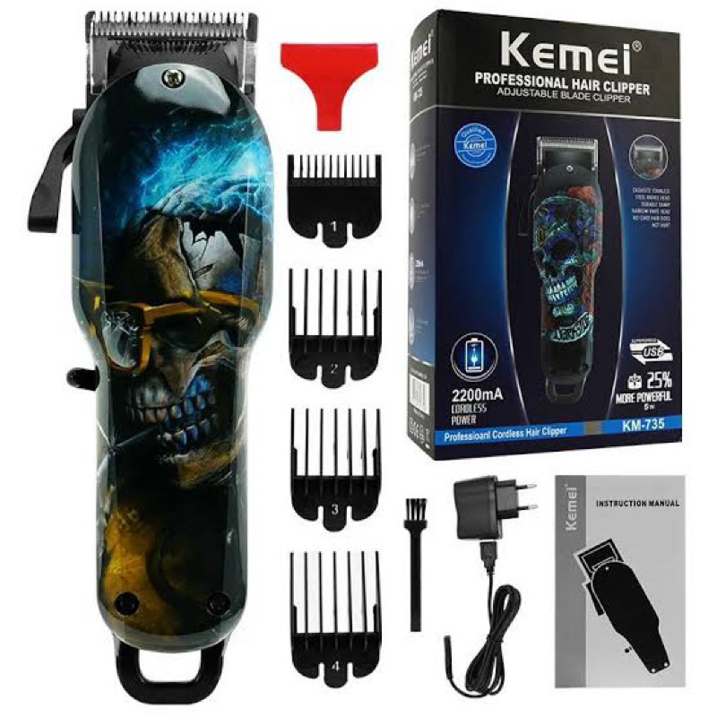 Máquina De Cortar Cabelo Profissional caveira Kemei original Km 735 - Bivolt em Oferta na Shopee