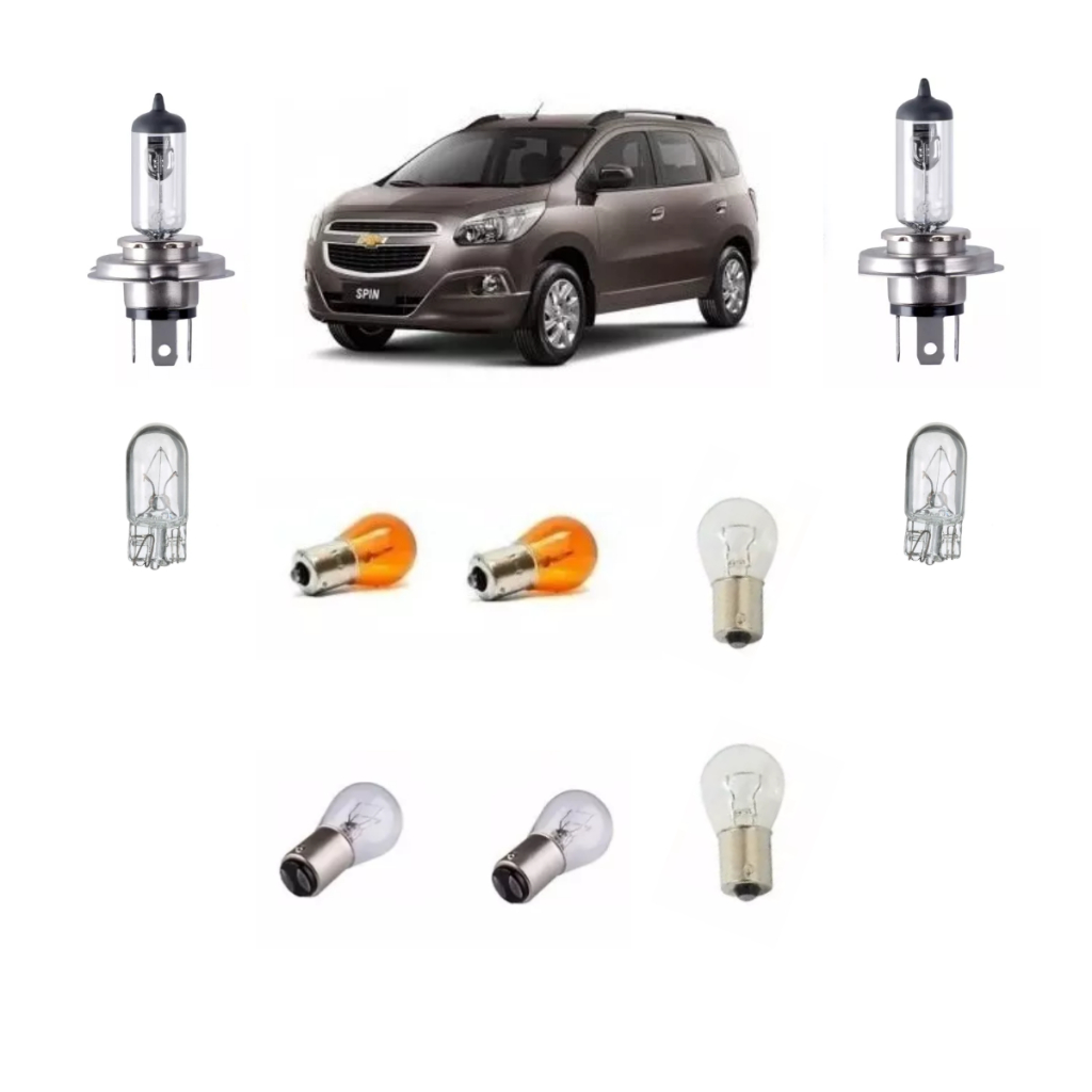 Lâmpadas Para Lanterna Traseira  Seta Ré E Freio + T10 E Lâmpadas H4 Farol Alto Baixo Gm Spin 2012 Á 2019