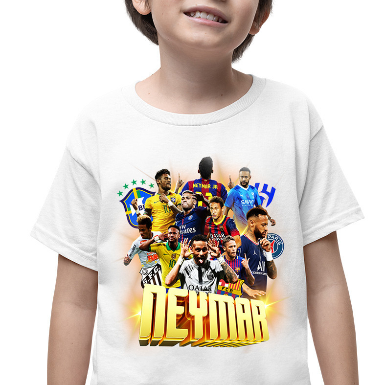 Camiseta Infantil Neymar Junior Jogador Futebol Camisa Algodão Premium