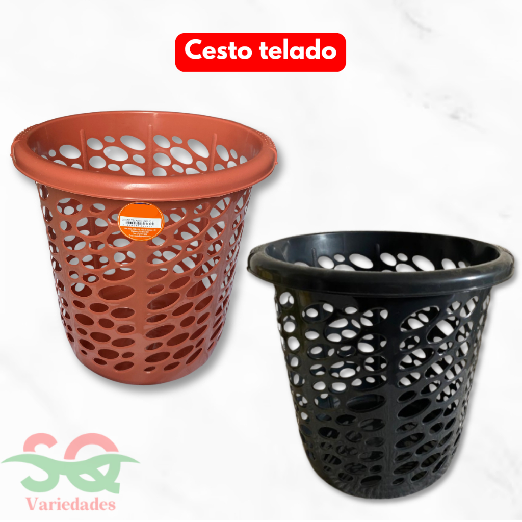 Kit 2 Cesto telado lixeira 10 Litros Para Escritório Quarto Banheiro Lavanderia Telado Plástico Reforçado