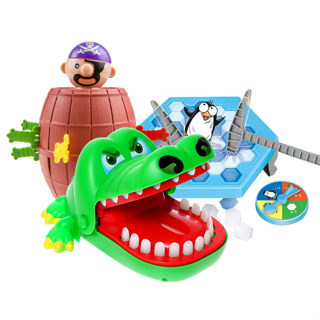 Kit Jogos Brinquedo Infantil Crocodilo Morde Dedo + Pula Pirata + Quebra Gelo do Pinguim Infantil em Oferta na Shopee