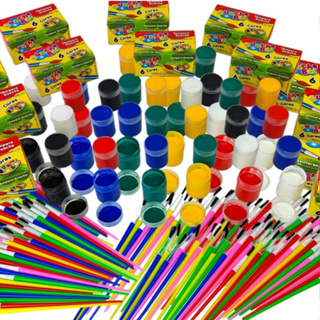 12 Cx Tinta Guache 6 Cores +12 Pincel Artístico Atacado Escolar Artesanato Lembrancinha P/ Festas em Oferta na Shopee
