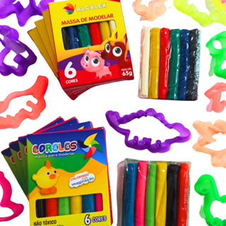 Kit 10 Cx Massinha Modelar +  30 Forminhas Cortador Moldes Para kit Festa Aniversario Prenda Criança em Oferta na Shopee