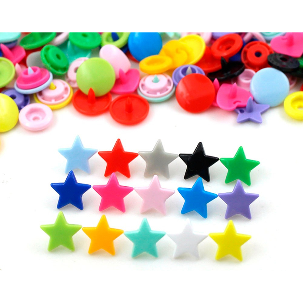 Kit 150 Botão De Pressão Estrela Sortidos Tic Tac 12mm Estojo Box Botão Rita Roupas Infantil Lanmax