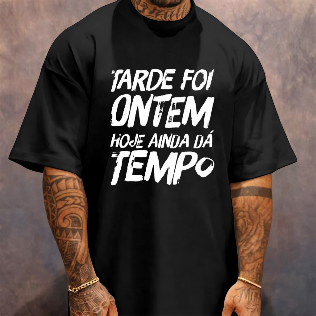 Camiseta Algodão Oversized Estampa Streetwear Academia musculação frase Motivacional