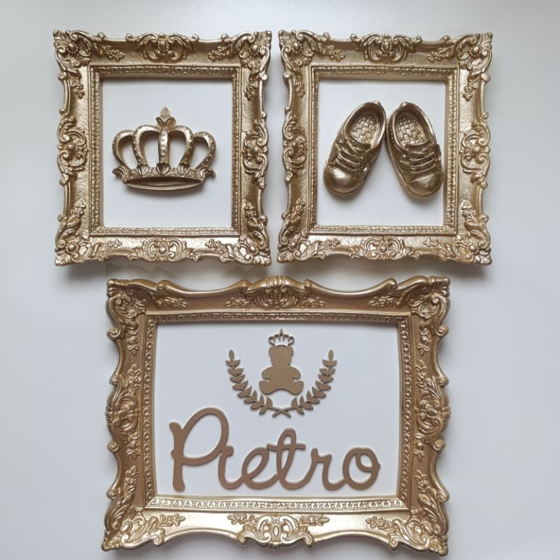 Kit 2 quadros resina 17x16 e 1 quadro resina 25,5x20,5