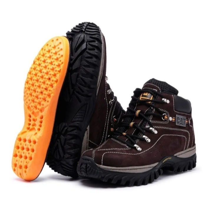 Bota Botina Adventure  Coturno Preto Masculino Couro Com Palmilha Gel em Oferta na Shopee