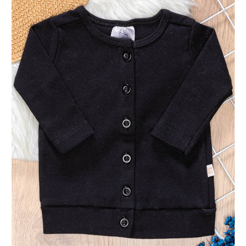 Casaco Infantil Preto com Botões em Oferta na Shopee