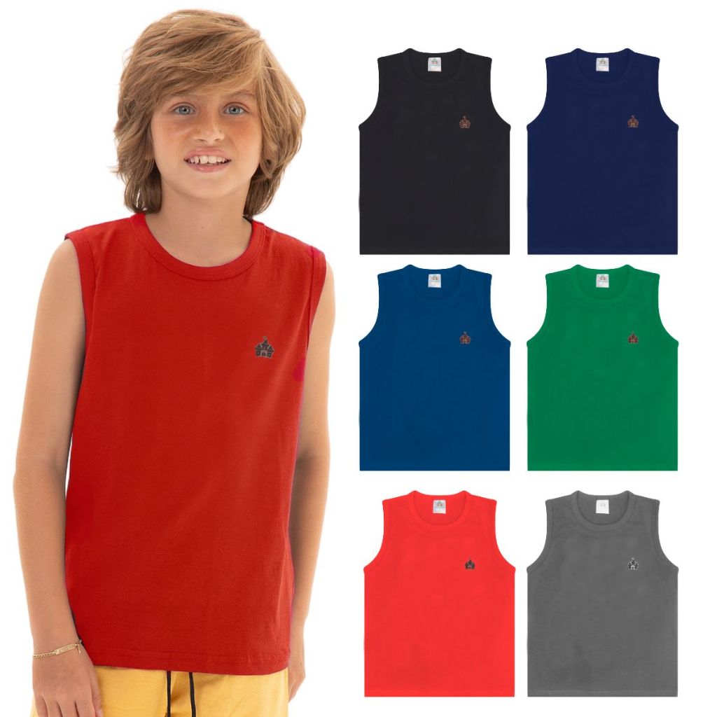 Kit Sortido 3 Regatas Infantil Menino Básica Lisa Tamanho 2 ao 12 Roupa Infantil Bebê Menino Verão Masculino em Oferta na Shopee