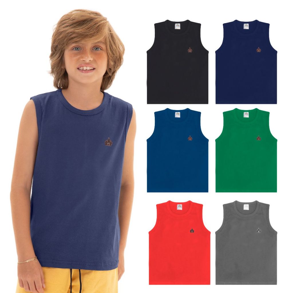 Kit Sortido 5 Regatas Infantil Menino Básica Lisa Tamanho 2 ao 12 Roupa Infantil Bebê Menino Verão Masculino em Oferta na Shopee