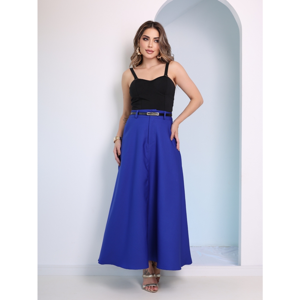 Saia Longa Alfaiataria Com Cinto Evangélica em Oferta na Shopee