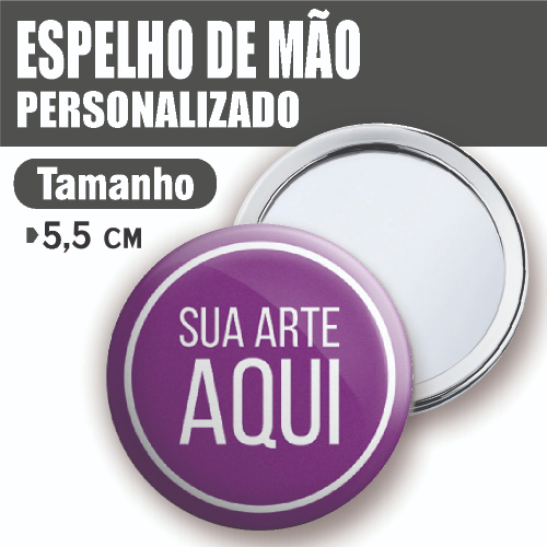 5 Espelho de Bolsa Personalizado 5,5cm Espelho de mão Espelhinho