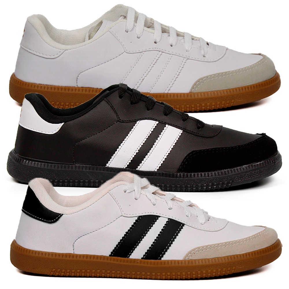 Kit 3 Tenis masculino feminino casual tons neutros retrô clássico original confortável urbano social