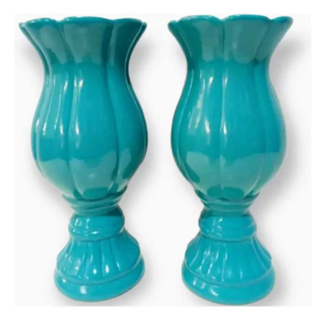 KIT 2 VSO TULIPA PEQUENO CERAMICA P\ DECORAÇÃO DE FESTA 24 CM ALT em Oferta na Shopee