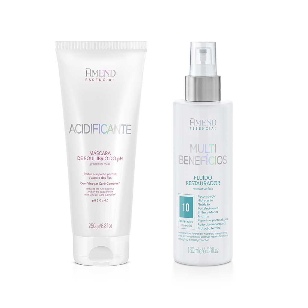 Amend KIT Fluído Multibenefícios Restaurador 180ml + Máscara Acidificante Equilíbrio do PH 250g - Beauty