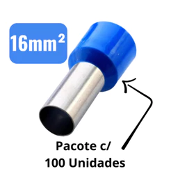 Terminal Elétrico Ilhós Tubular 16mm 100 Peças