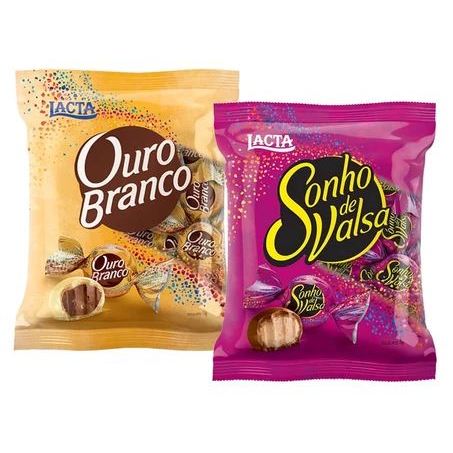 Kit Lacta - Pacote de Bombom Chocolate Sonho de Valsa + Pacote de Bombom Ouro Branco - (1kg cada)