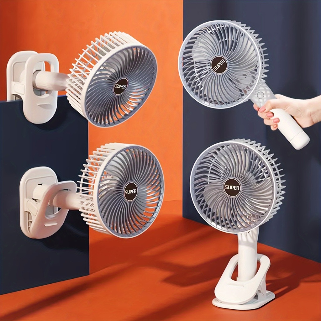 Ventilador de Mesa Portátil SUPER com Base de Clipe Multifuncional para Casa, Escritório e Viagem