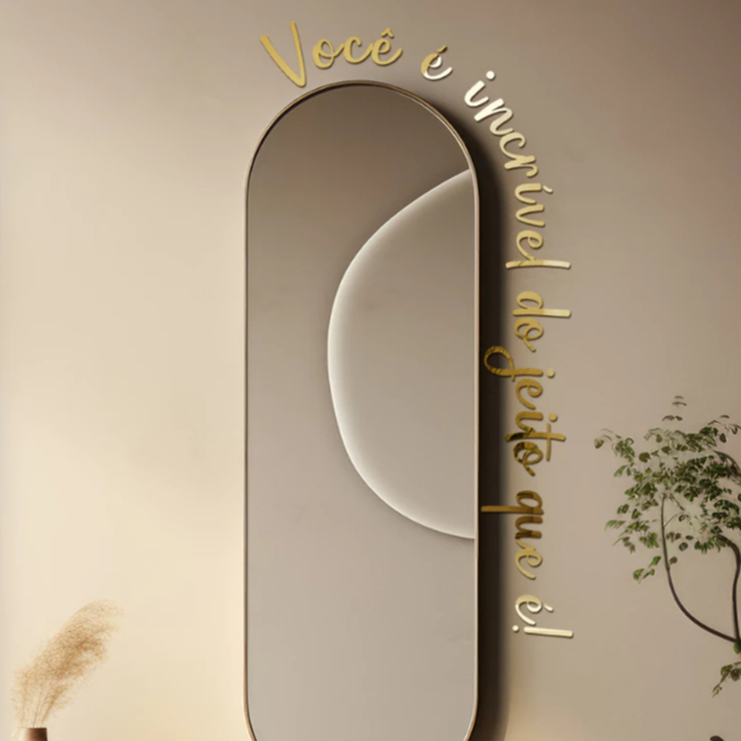 Frase Você é incrível do jeito que é! em Acrílico Espelho Decorativo Salão Studio Motivação * - * em Oferta na Shopee