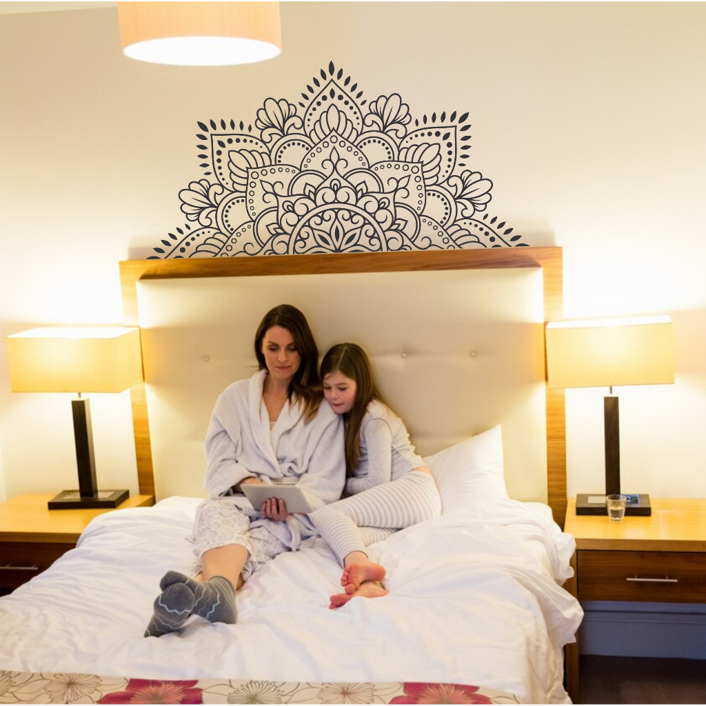 Mandala Thais - Adesivo Decorativo de Parede Cabeceira  Cama Casal Queen Adesiva 1,50x0,75
