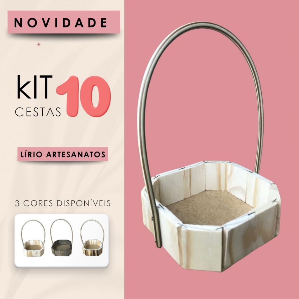 Kit 10 Cestas Quadrada Boleada 15 centímetros - Natal/Festas/Decoração/Lojistas/Cesteiras/...