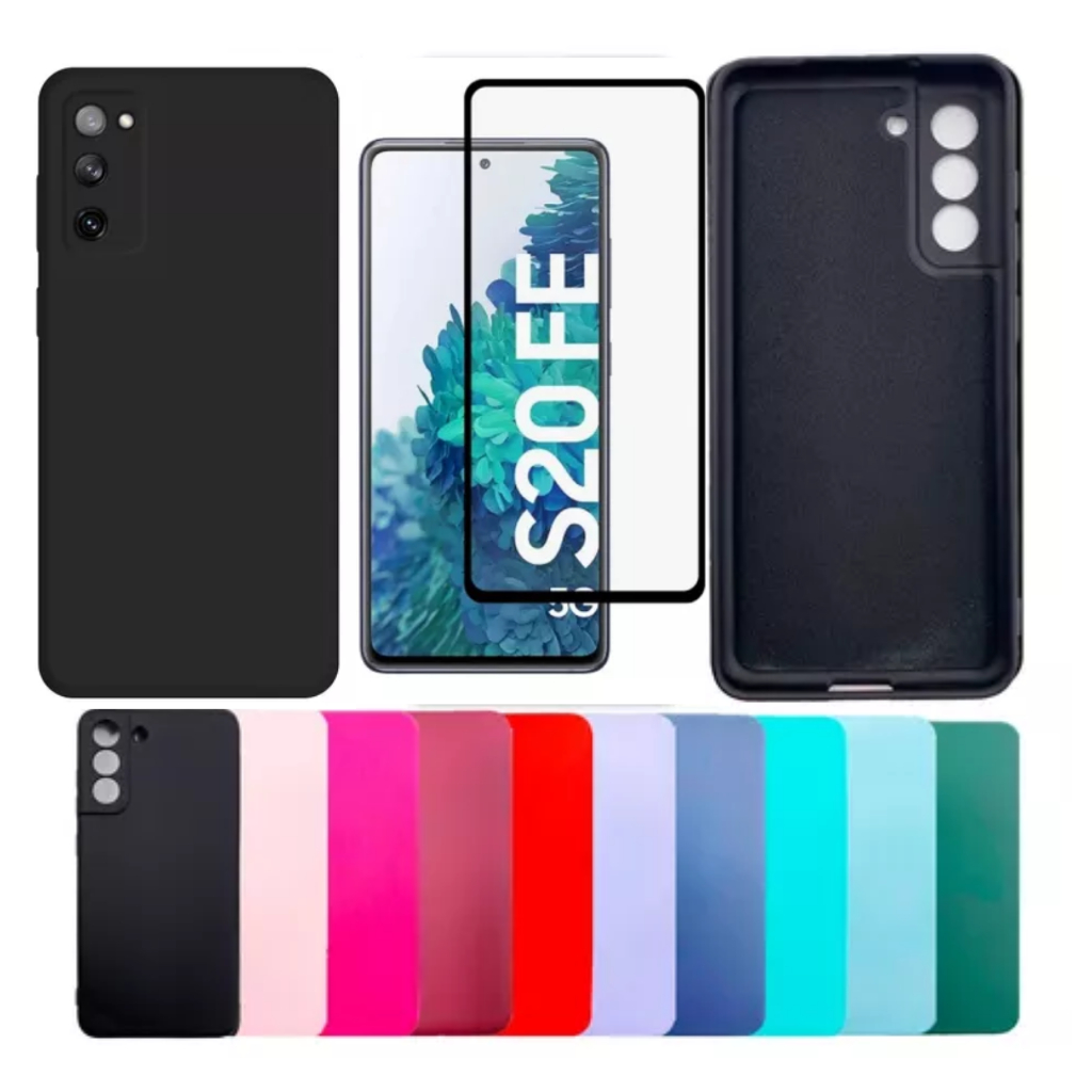 Pelicula Vidro 3D Samsung S20 Fe + Capinha Aveludada Colorida Capa