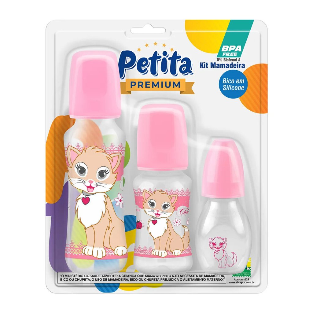 Kit 3 Mamadeiras Cherie Para Bebê Petita Premium