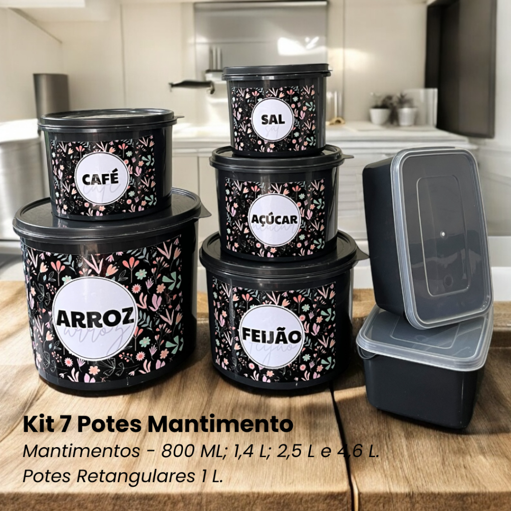 Kit 7 Potes Mantimento e Retangular Marmita Tapoer Organizador de Alimentos em Oferta na Shopee