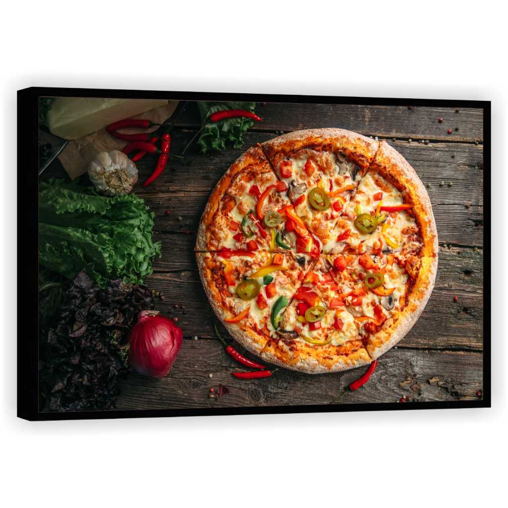Quadro Luxo Pizza Pizzarias Restaurantes Decoração Gourmet Tela Canvas Filete GG02