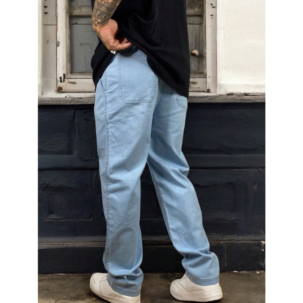 Calça Balão Jeans 100% Boca Larga Masculina Denim’s studio CLARO AZUL em Oferta na Shopee
