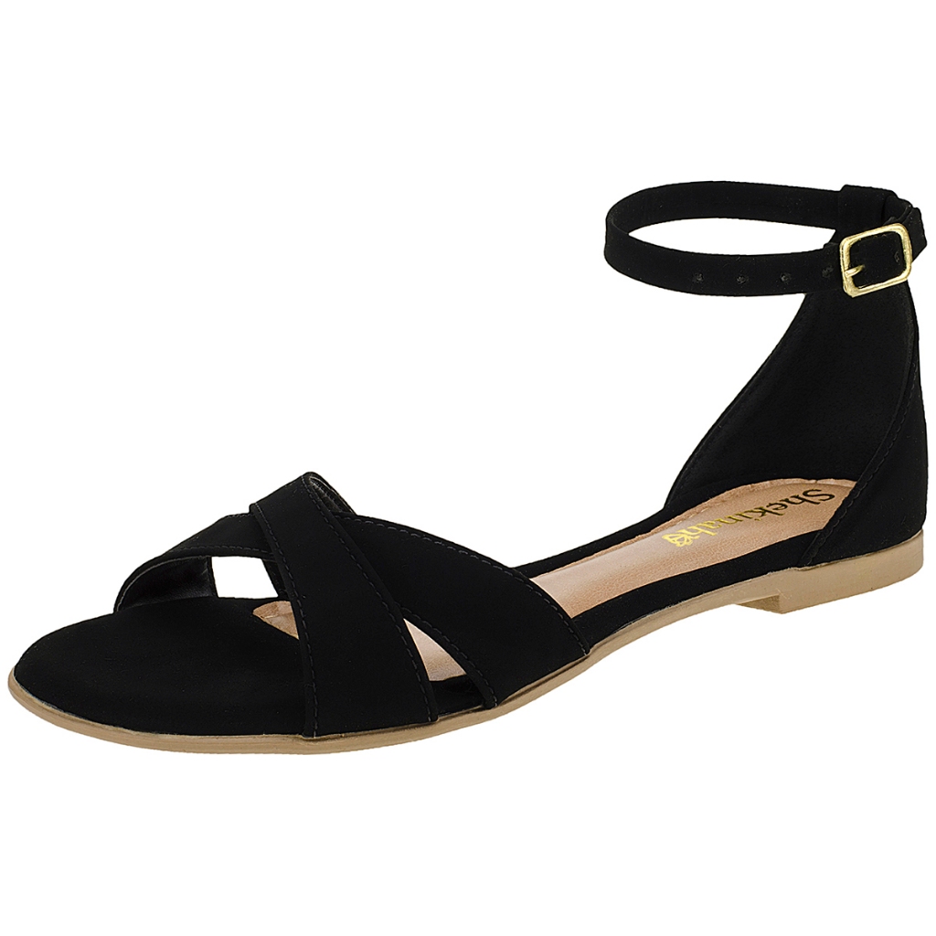 Sandália Rasteirinha Feminina Rasteira Shekinah Tiras Em X Cruzadas Confortável Moda em Oferta na Shopee
