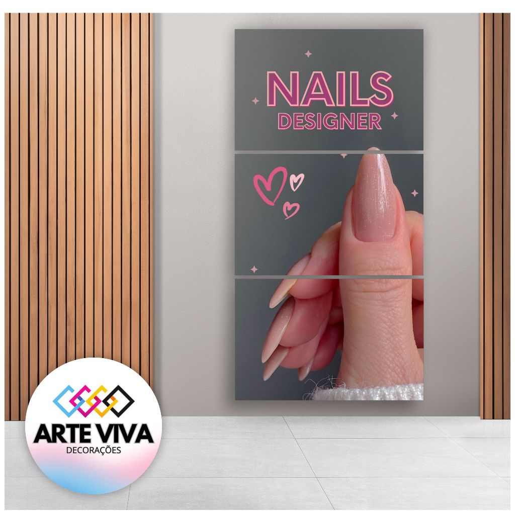 quadro decorativo nails designer manicure lindas unhas decoração salão de beleza