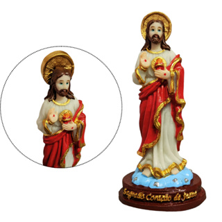 Imagem Sagrado Coração de Jesus 12 cm Resina - Escultura LUXO em Oferta na Shopee