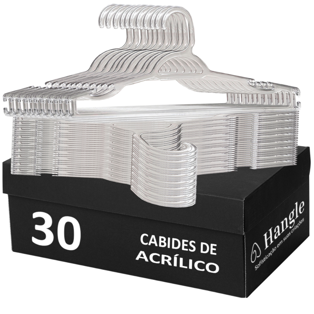 Cabides Kit 30 Unidades De Acrilico Transparente Adulto
