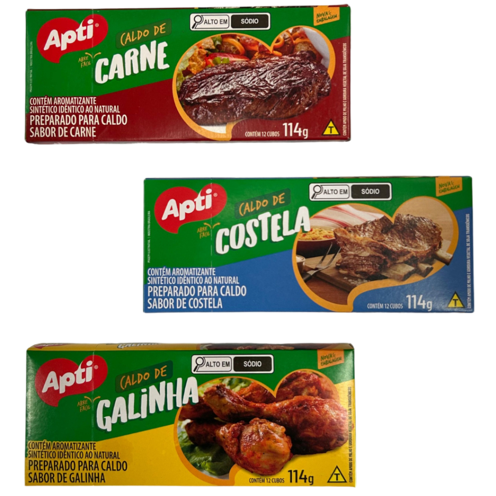 KIT COM 3 CALDOS EM CUBOS 114g APTI em Oferta na Shopee
