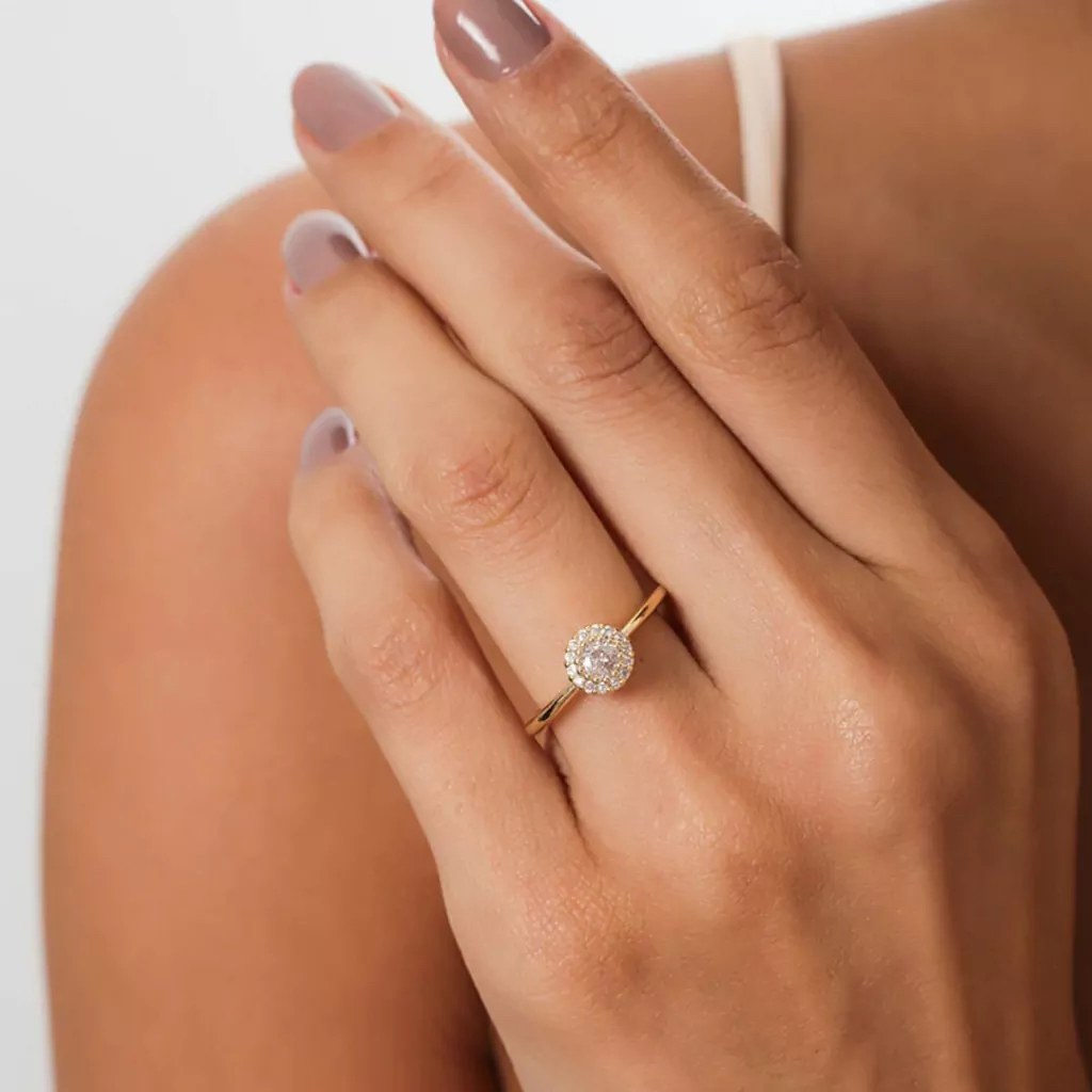 Anel Mini Chuveirinho Cravejado com Zircônia Banhado a Ouro 18K e prata 925- Semi Joia