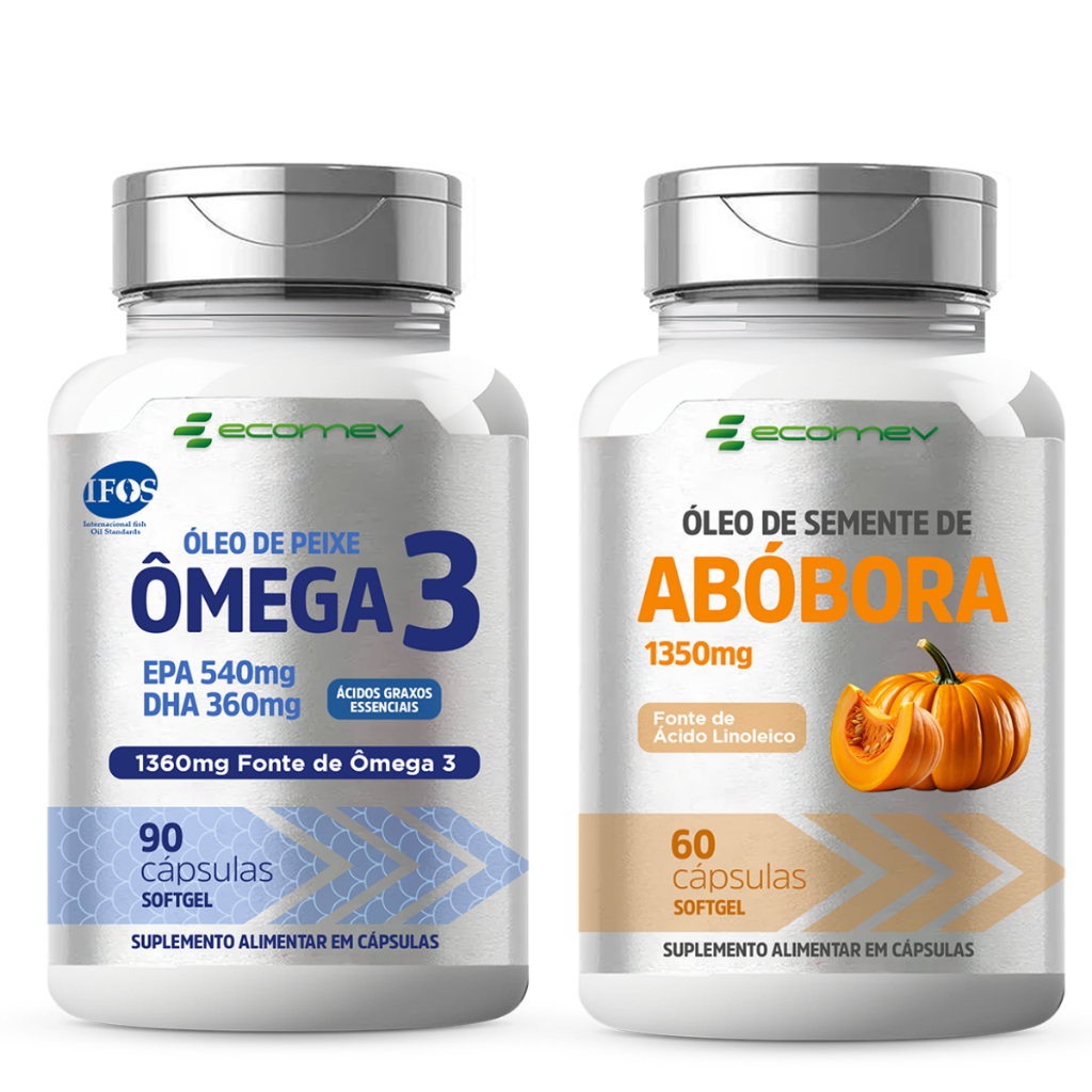 Kit Óleo Essencial Omega 3 Epa Dha 1360Mg + Oleo De Semente Abobora  1250Mg 150cáps