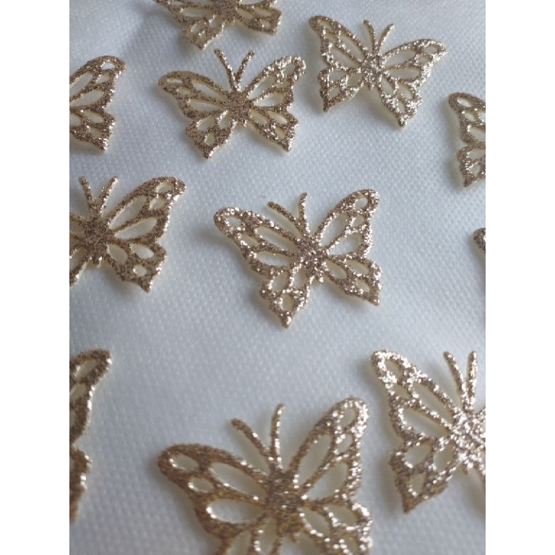 Apliques de Eva -Aplique de Eva para Bolo Fake - Borboletas de Eva - Decoração Borboletas Douradas 25 unidades