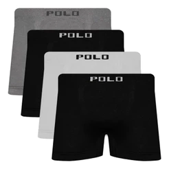 Kit 4 Cuecas Boxer Polostar Lisa Microfibra Masculina Sem Costura