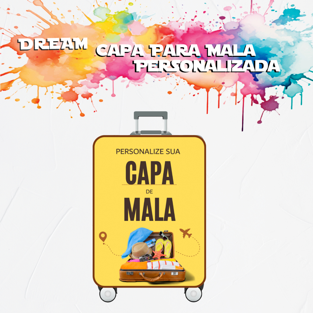 Capa Protetora Personalizada Para Mala de Viagem Sua Imagem Tecido Malha helanca Premium