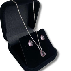 Kit Colar e Brincos Gota Presente Feminino Conjunto Moda Feminina estiloso Prata 925