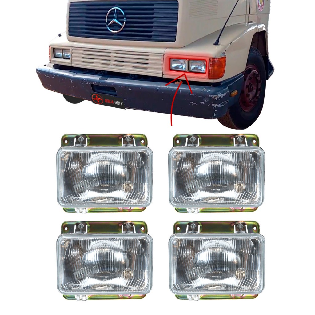 Kit 4 Farol Mb 1618 1214 1418 1621 1630 1935 H4 Bicudinho em Oferta na Shopee