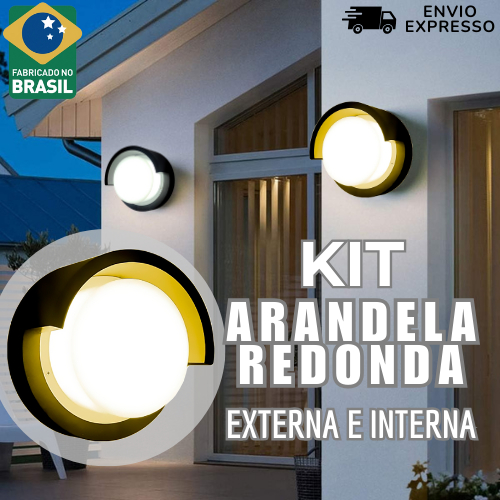 Arandela Redonda Preta Exterior Interior Parede + Lâmpada Led G9 9w Kit até 5 Peças