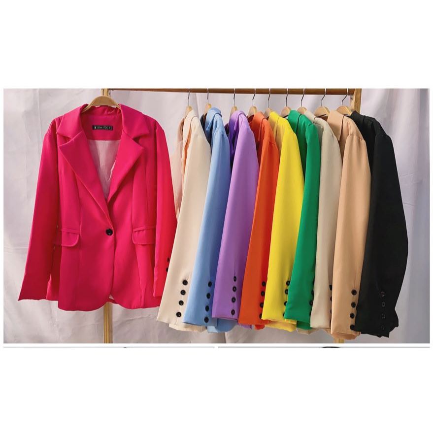Blazer Feminino alongada Alfaiataria Com Forro Botões Preto BL803