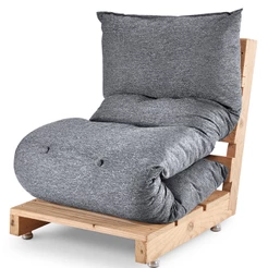 Futon Almofada Dobrável de Espuma Solteiro Grafite - Emcompre Bf Colchões