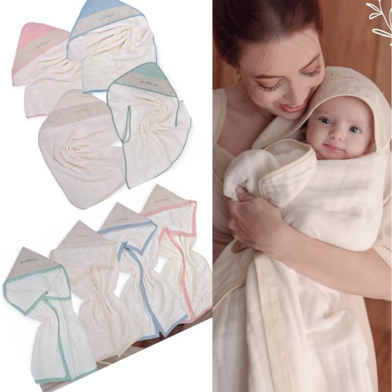 Toalha de banho bebê e infantil,Toalhão Nature com capuz bordado, Soft 3 camadas. em Oferta na Shopee