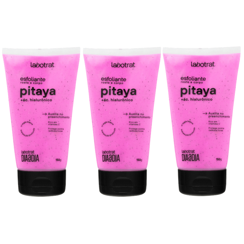 KIT C/3 ESFOLIANTE CORPO/ROSTO LABOTRAT 150G PITYA/ACID
