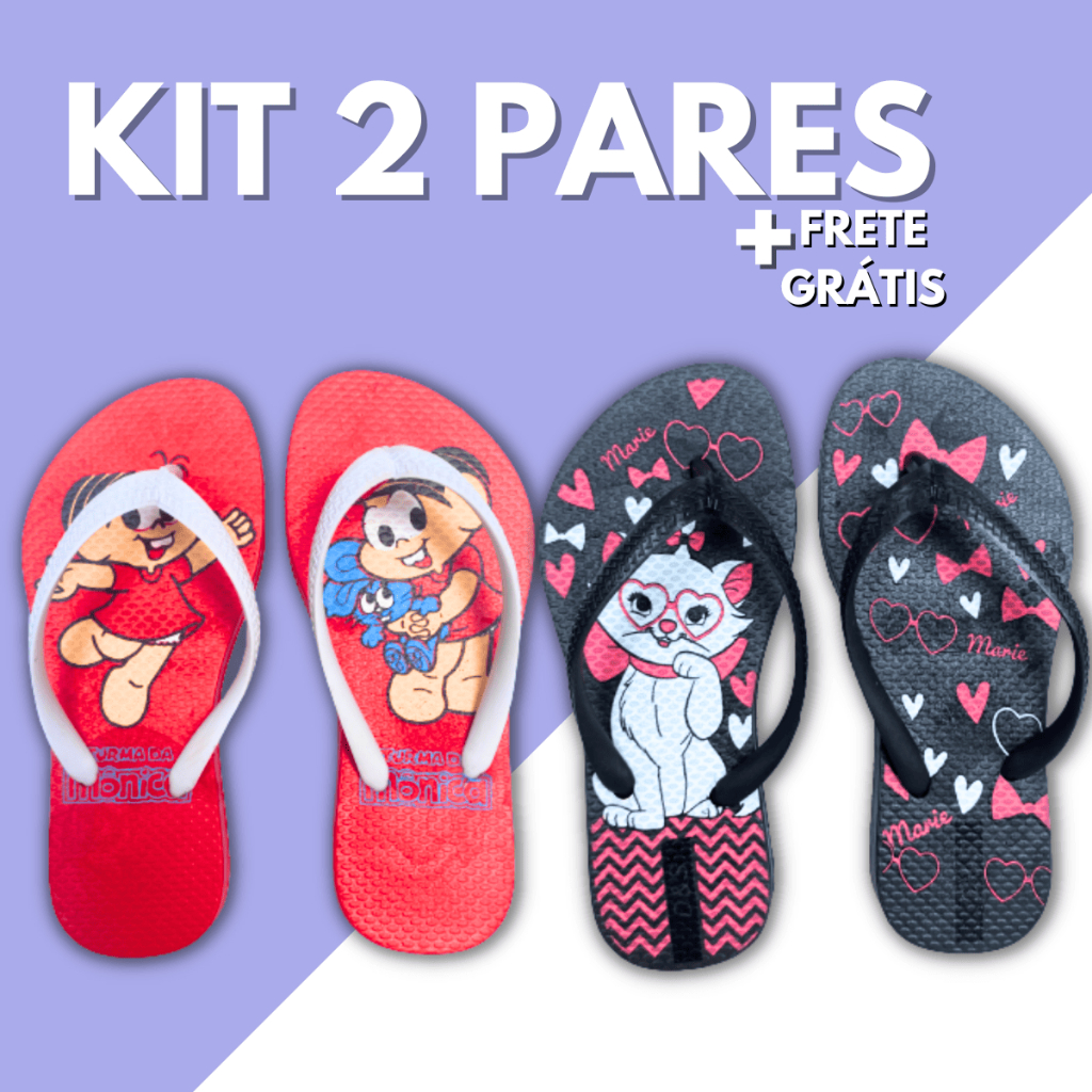 Kit 2 Pares Chinelo Sandália Feminino Infantil Slim Calçado Criança Chinela Sandalia Menina Confortável Macio Barato em Oferta na Shopee
