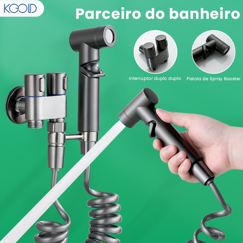 KIT Banheiro Ducha Higiênica Completa Aço inoxidável Duas Saídas De 1/2 Mm C/Registro Conjunto De Pulverizador em Oferta na Shopee