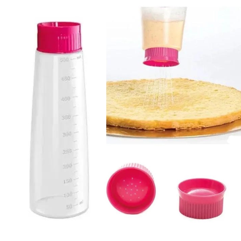 Bisnaga Regador Umedecedor Para Bolo Com Tampa Protetora Graduada de 500ML Plastica